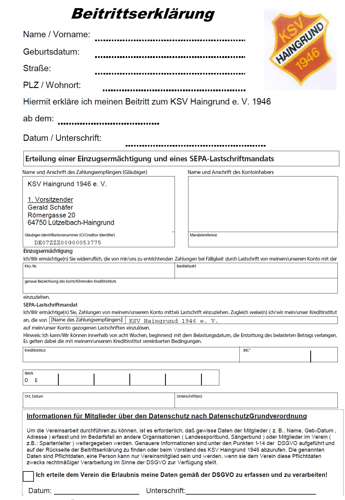 Beitrittserklärung neu
